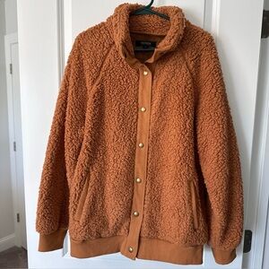 TECREW Womens Teddy Bear Jacket Fall/Winter Pumpkin Color